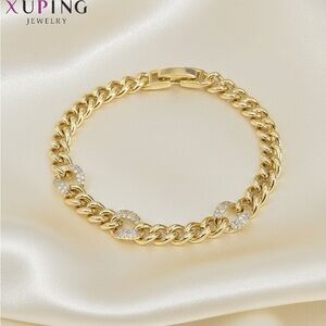 Xuping Gold Bracelet with Silver Accents